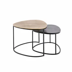 Table basse gigogne en aluminium doré et métal noir Victoria