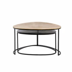 Table basse gigogne en aluminium doré et métal noir Victoria