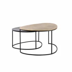 Table basse gigogne en aluminium doré et métal noir Victoria