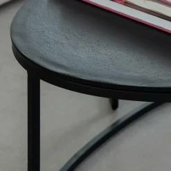 Table basse gigogne en aluminium doré et métal noir Victoria