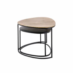 Table basse gigogne en aluminium doré et métal noir Victoria
