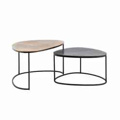 Table basse gigogne en aluminium doré et métal noir Victoria