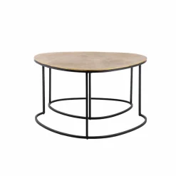 Table basse gigogne en aluminium doré et métal noir Victoria
