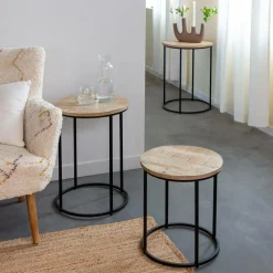 Table basse gigogne en bois de manguier Anouck