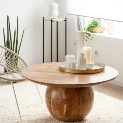 Table basse ronde en bois d'acacia Charlou