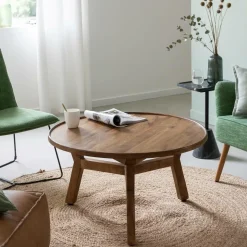 Table basse ronde en bois de manguier Elara