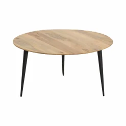 Table basse ronde en bois de manguier et métal Aimée