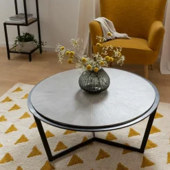 Table basse ronde en bois et métal Céleste