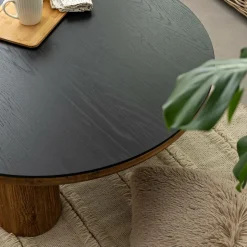 Table basse ronde en pin recyclé Constance