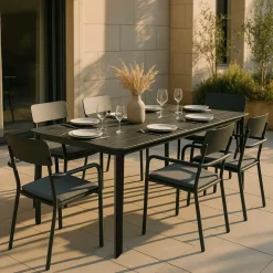 Table de jardin en aluminium gris Kaïa