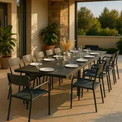 Table de jardin en aluminium rectangulaire gris Kaïa