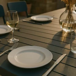 Table de jardin en aluminium rectangulaire gris Kaïa