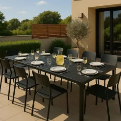 Table de jardin grise en aluminium Kaïa