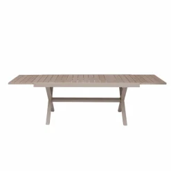 Table de jardin taupe et effet bois en aluminium Ayden