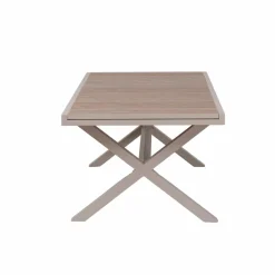 Table de jardin taupe et effet bois en aluminium Ayden