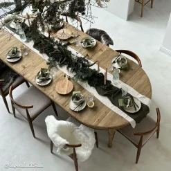Table à manger avec allonges en bois recyclé Garance