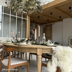 Table à manger avec allonges en bois recyclé Garance