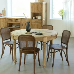 Table à manger avec allonges en bois recyclé Garance