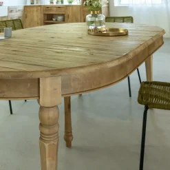 Table à manger avec allonges en bois recyclé Garance