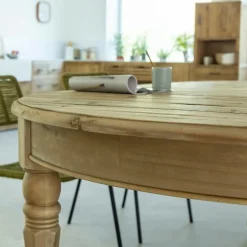 Table à manger avec allonges en bois recyclé Garance