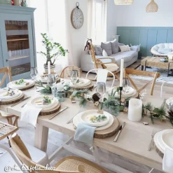 Table à manger avec allonges en bois de manguier blanchi Terra