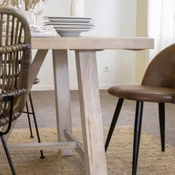 Table à manger avec allonges en bois de manguier blanchi Terra