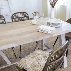 Table à manger avec allonges en bois de manguier blanchi Terra