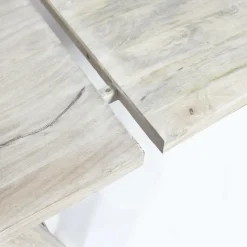 Table à manger avec allonges en bois de manguier blanchi Terra