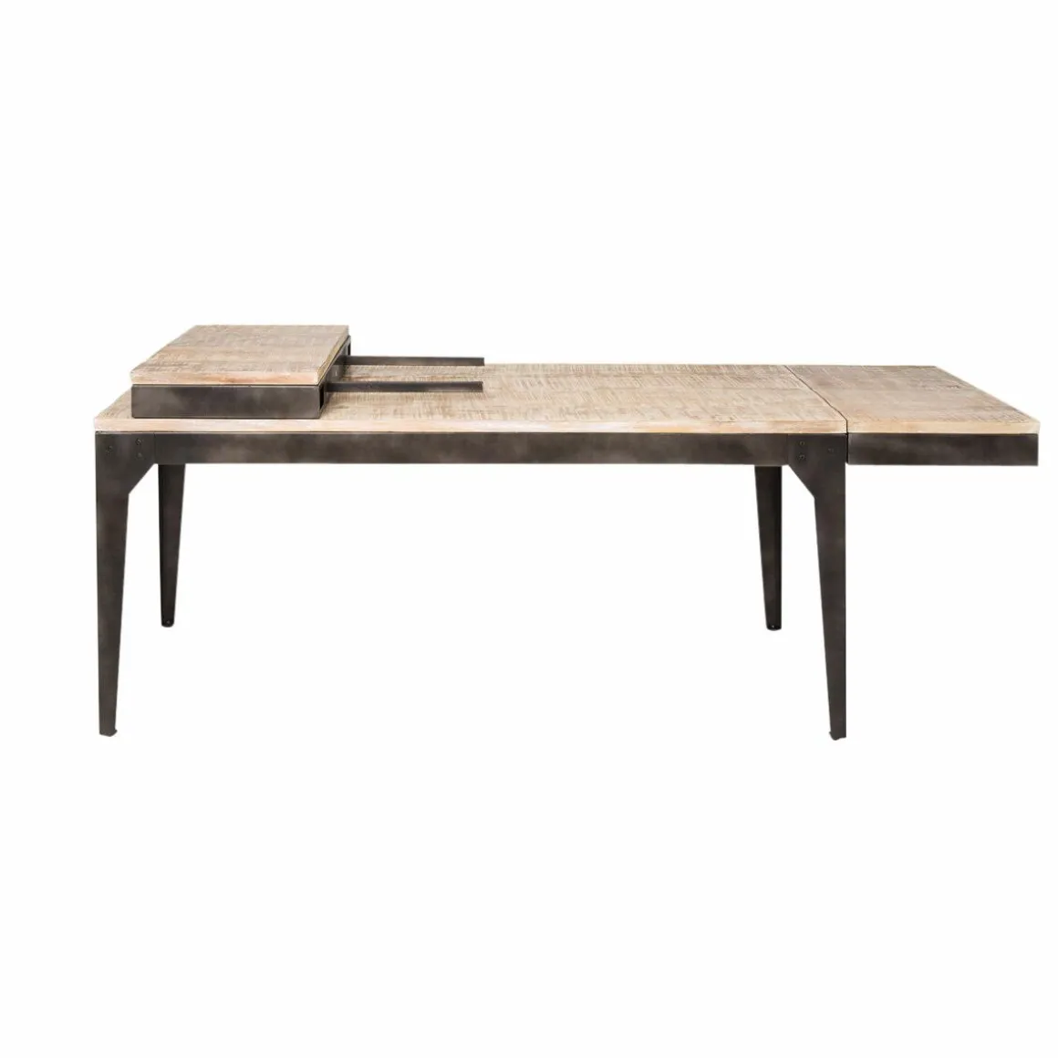 Table à manger avec allonges en bois de manguier et métal Locker