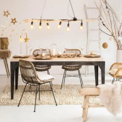 Table à manger avec allonges en bois de manguier et métal Locker