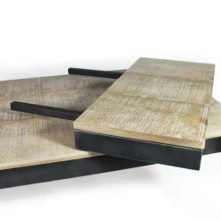 Table à manger avec allonges en bois de manguier et métal Locker