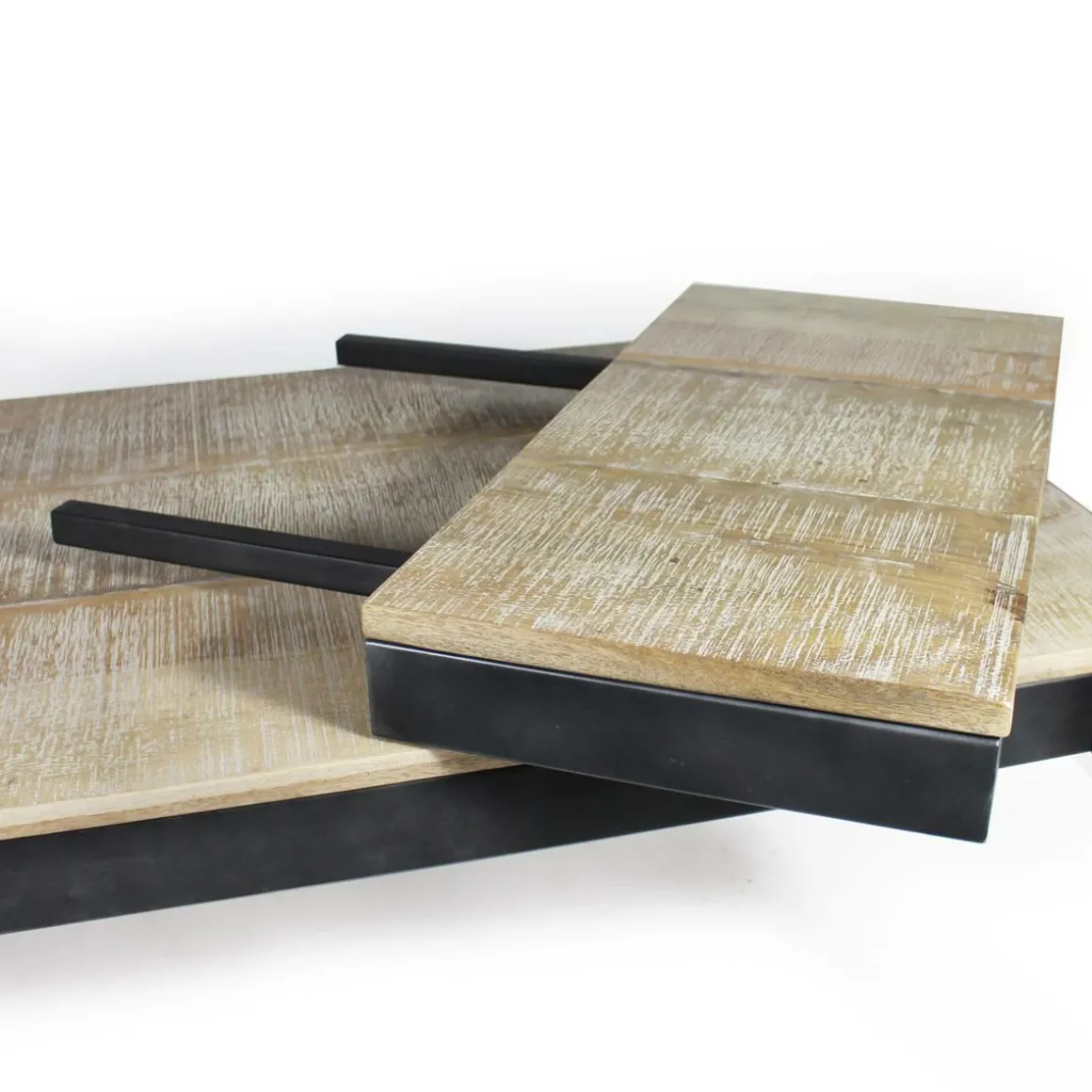 Table à manger avec allonges en bois de manguier et métal Locker