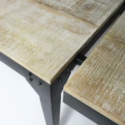 Table à manger avec allonges en bois de manguier et métal Locker