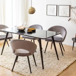 Table à manger avec plateau en granite noir Antonella