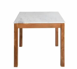 Table à manger carrée en bois d'acacia et marbre Arthuro