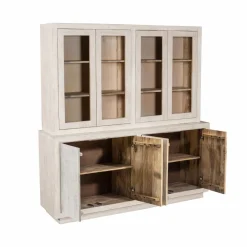 Vaisselier en bois de manguier blanchi Alison