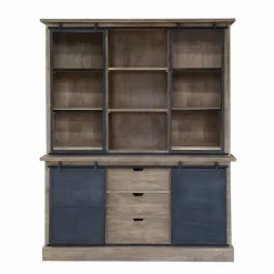 Vaisselier en bois de manguier brossé et métal gris Helsinki