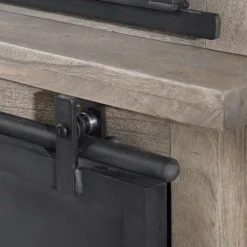 Vaisselier en bois de manguier brossé et métal gris Helsinki