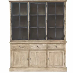 Vaisselier en bois de manguier brossée et métal noir Clotilde