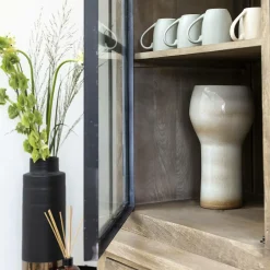 Vaisselier en bois de manguier brossée et métal noir Clotilde