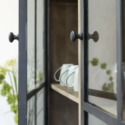 Vaisselier en bois de manguier brossée et métal noir Clotilde