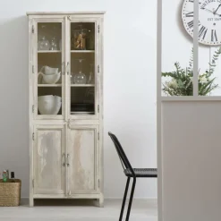 Vaisselier en bois de manguier blanchi Cuzco