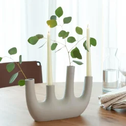 Vase beige 4 tiges en aluminium Dahlia