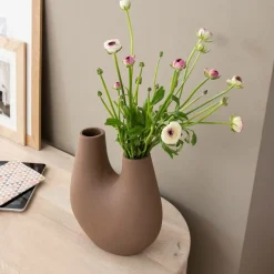 Vase marron 2 tiges en aluminium Tulipa