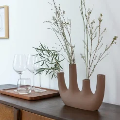 Vase marron 4 tiges en aluminium Dahlia