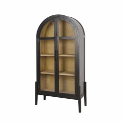 Vitrine arrondie en bois d'orme Bruce