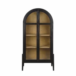 Vitrine arrondie en bois d'orme Bruce