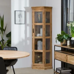 Vitrine d'angle en bois d'acacia Esmée
