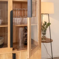 Vitrine en bois d'acacia et métal Mano