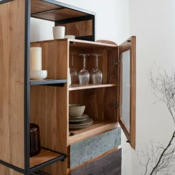 Vitrine en bois d'acacia Ernest